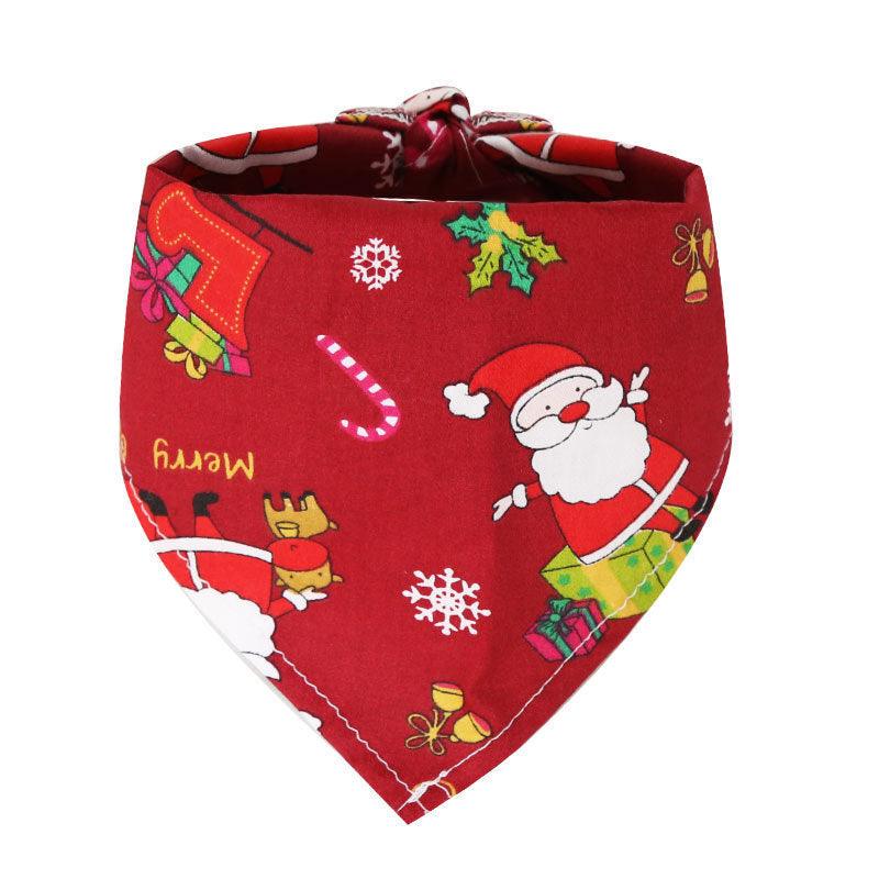 Festive Cotton Printed Pet Dress Triangle Scarf - Perfect For Christmas Cheer!-2